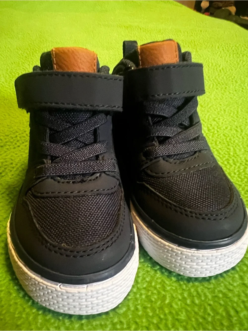 The Children's Place Navy High-Top Sneakers with Tan Accent